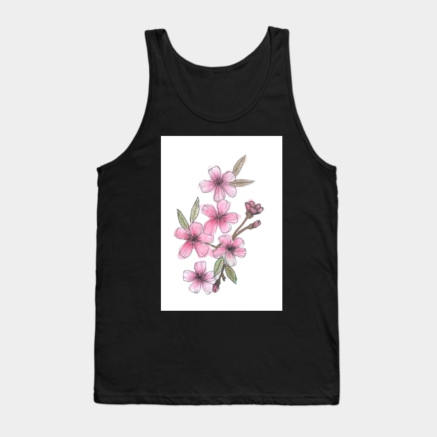 Cherry blossoms watercolor Tank Top by GinaaArts